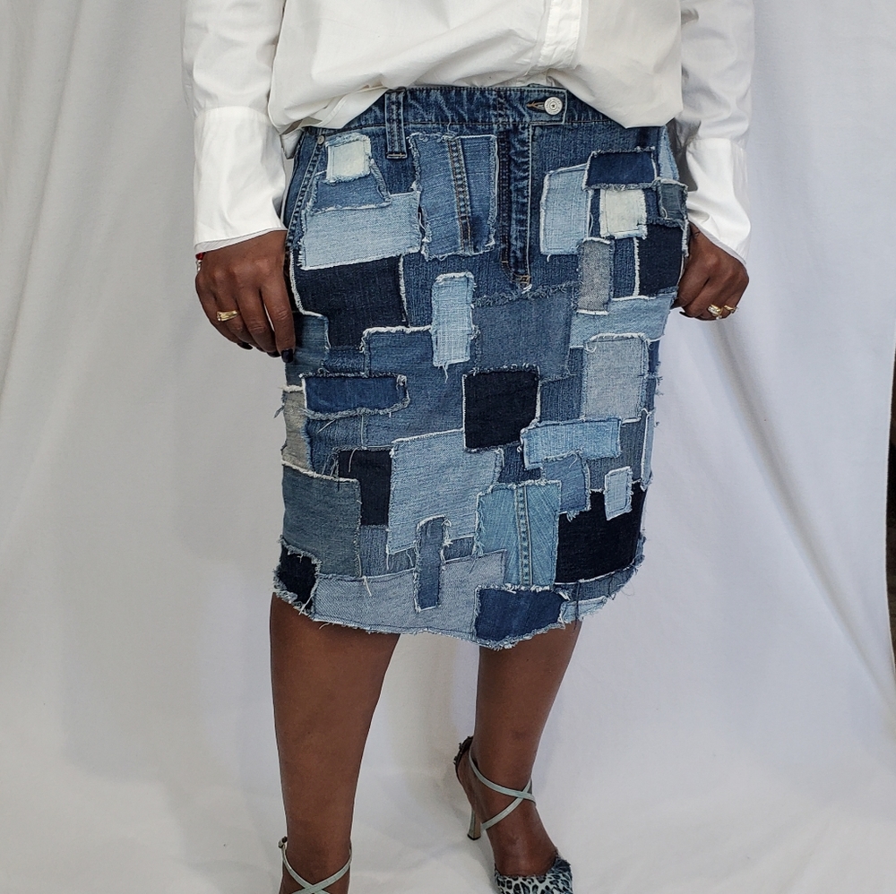 Patchwork Denim skirt